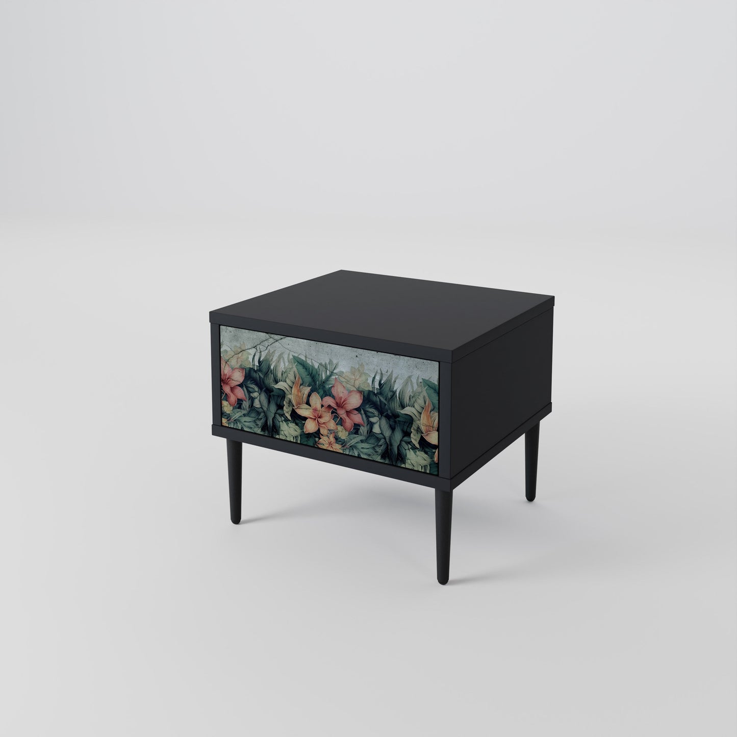 HEAVENLY BLOOM Nightstand in Black Finish