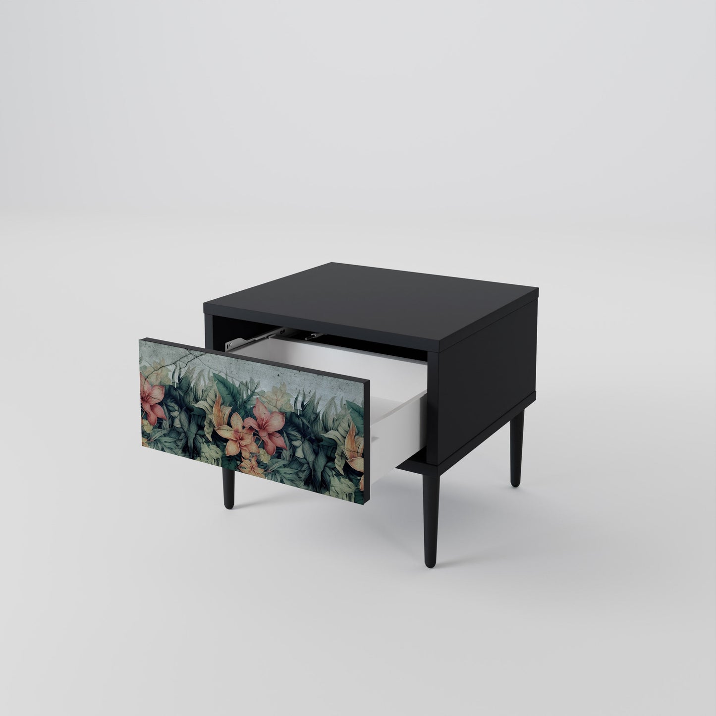 HEAVENLY BLOOM Nightstand in Black Finish