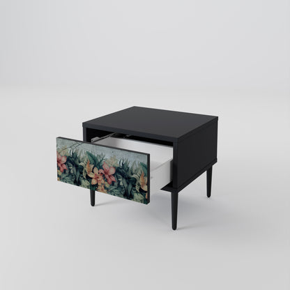 HEAVENLY BLOOM Nightstand in Black Finish