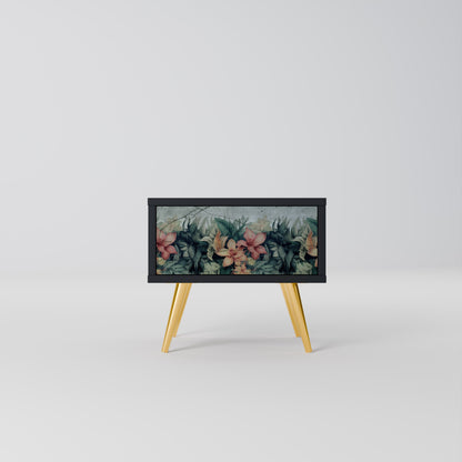 HEAVENLY BLOOM Nightstand in Black Finish