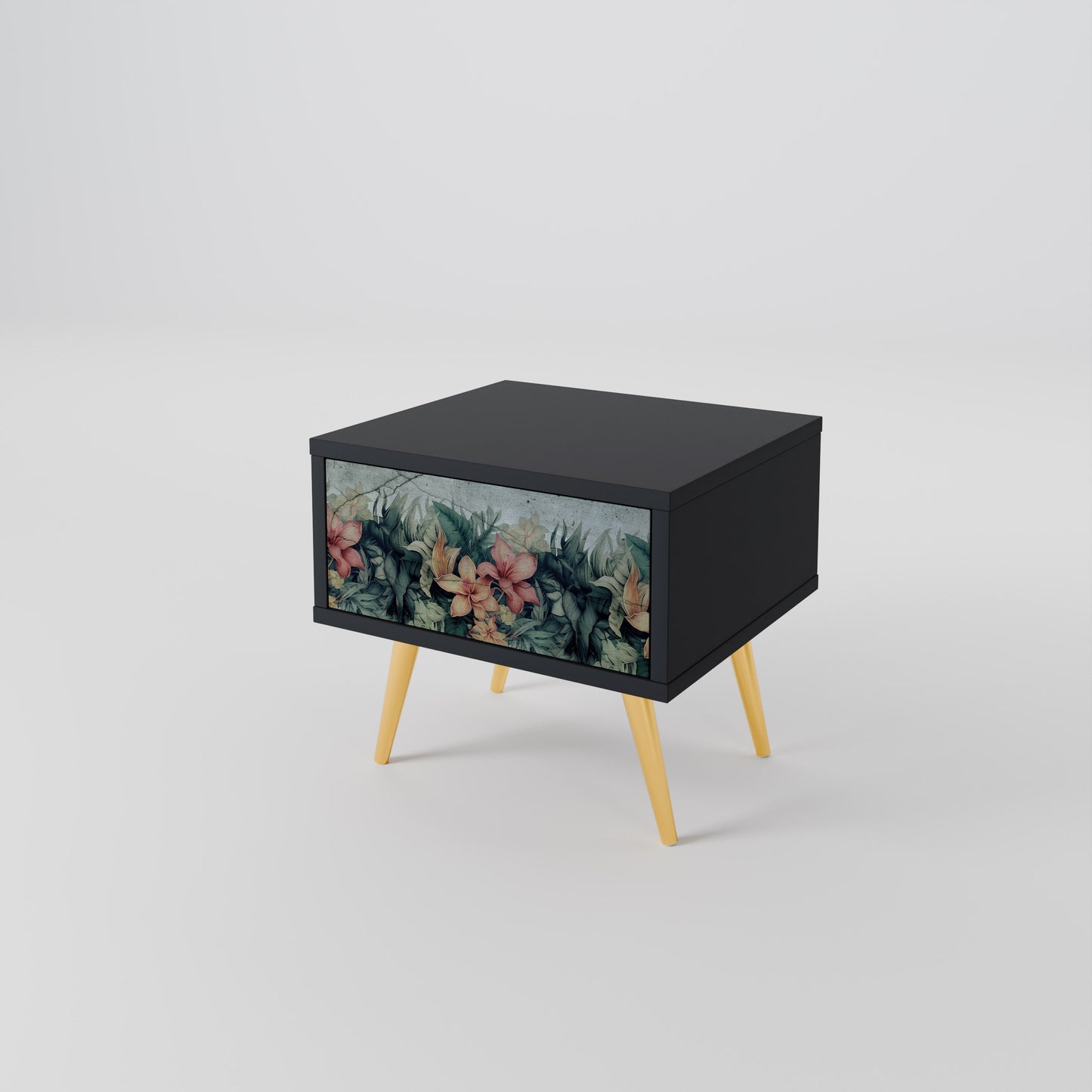 HEAVENLY BLOOM Nightstand in Black Finish