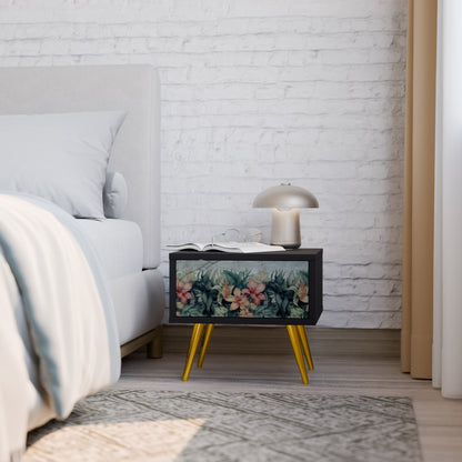 HEAVENLY BLOOM Nightstand in Black Finish