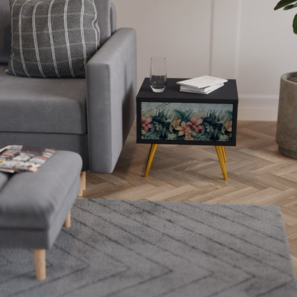 HEAVENLY BLOOM Nightstand in Black Finish