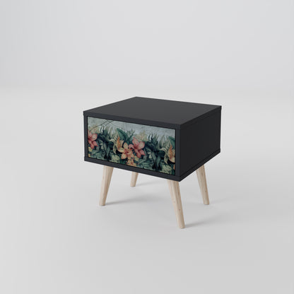 HEAVENLY BLOOM Nightstand in Black Finish