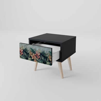 HEAVENLY BLOOM Nightstand in Black Finish