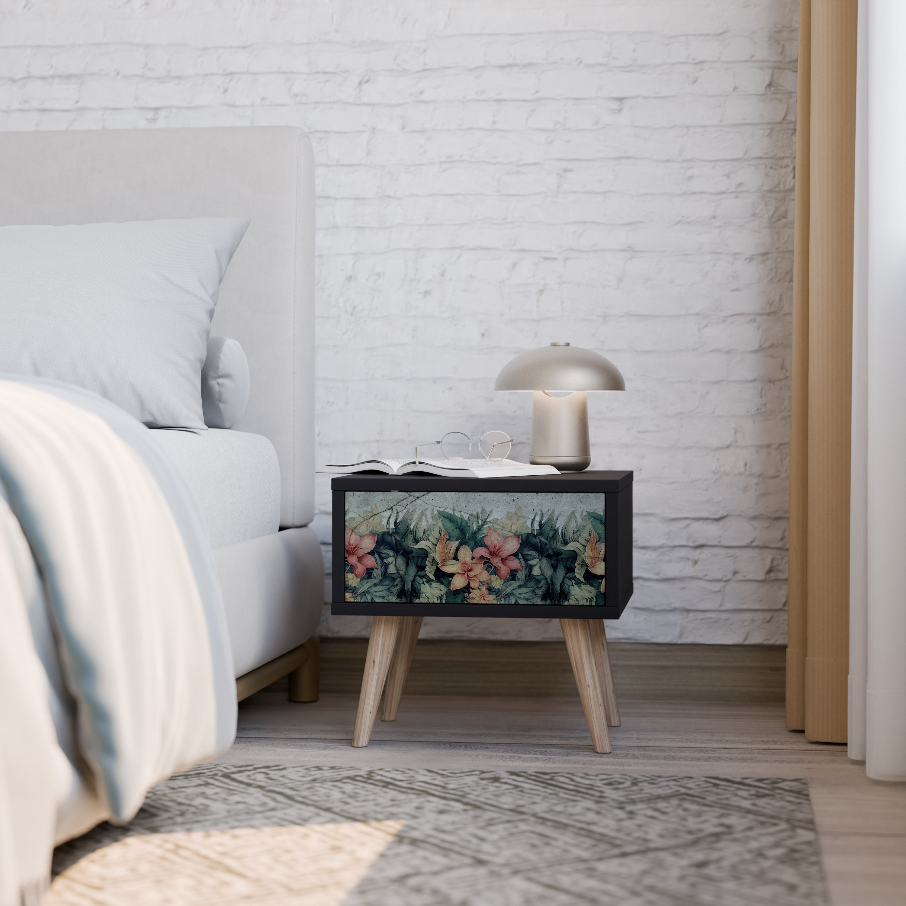 HEAVENLY BLOOM nattduksbord i svart finish