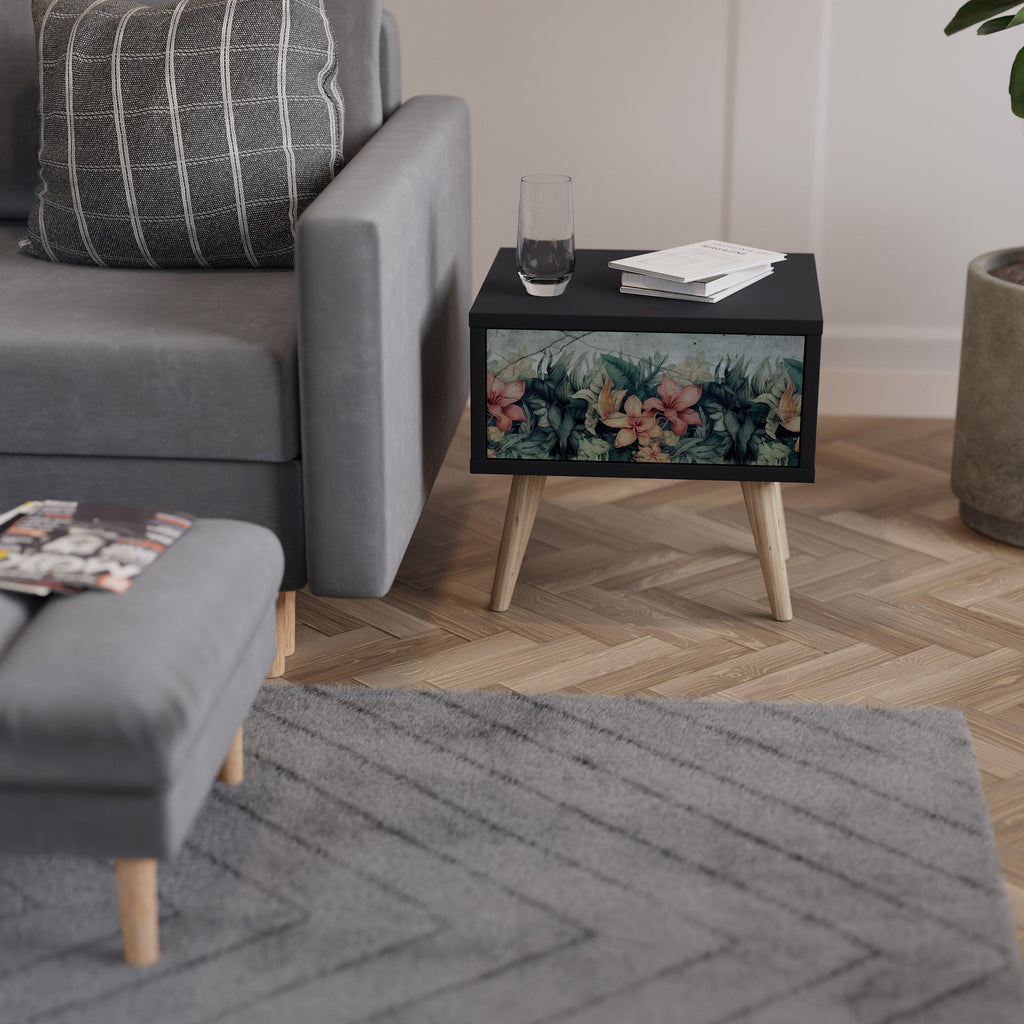 HEAVENLY BLOOM nattduksbord i svart finish