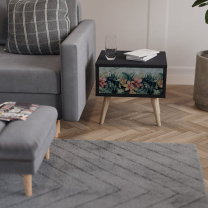 HEAVENLY BLOOM Nightstand in Black Finish
