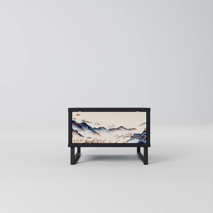 JAPANESE LANDSCAPE Nightstand in Black Finish
