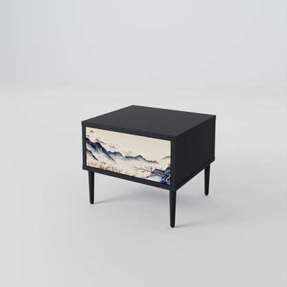 JAPANESE LANDSCAPE Nightstand in Black Finish