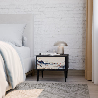 JAPANESE LANDSCAPE Nightstand in Black Finish