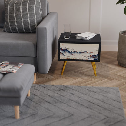 JAPANESE LANDSCAPE Nightstand in Black Finish