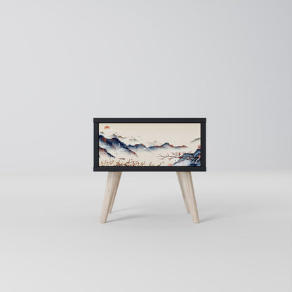 JAPANESE LANDSCAPE Nightstand in Black Finish