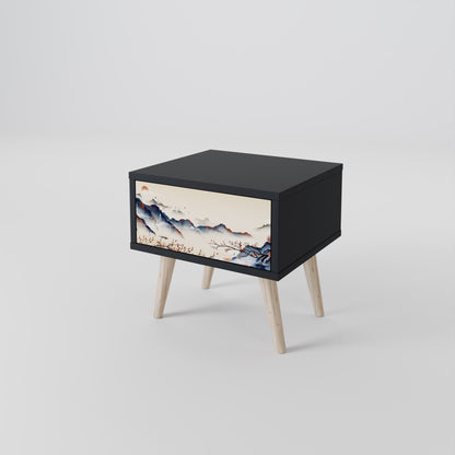 JAPANESE LANDSCAPE Nightstand in Black Finish