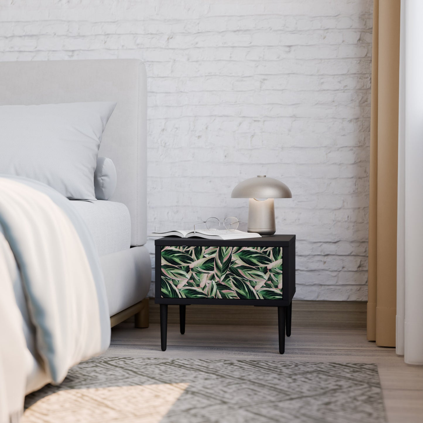 EERIE STROMANTHE Nightstand in Black Finish