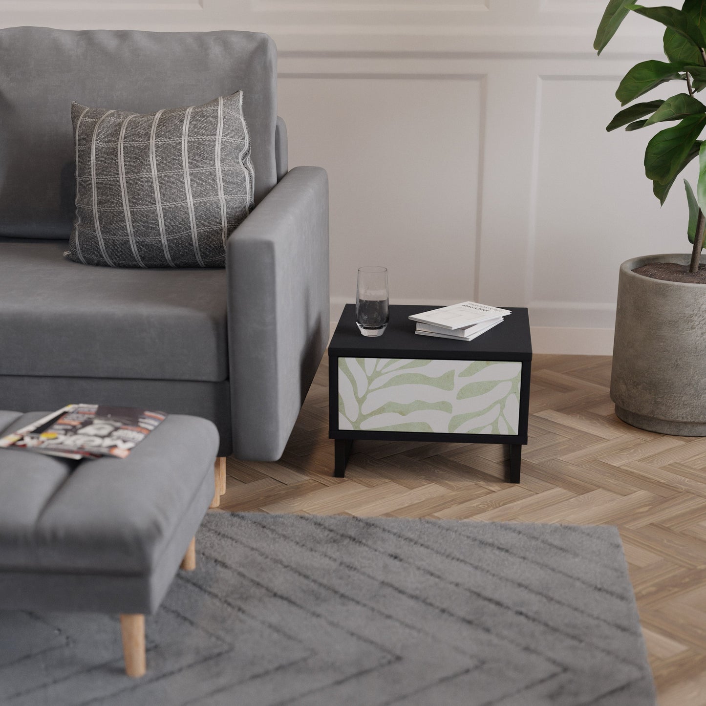 BOTANICAL SPARK nattduksbord i svart finish