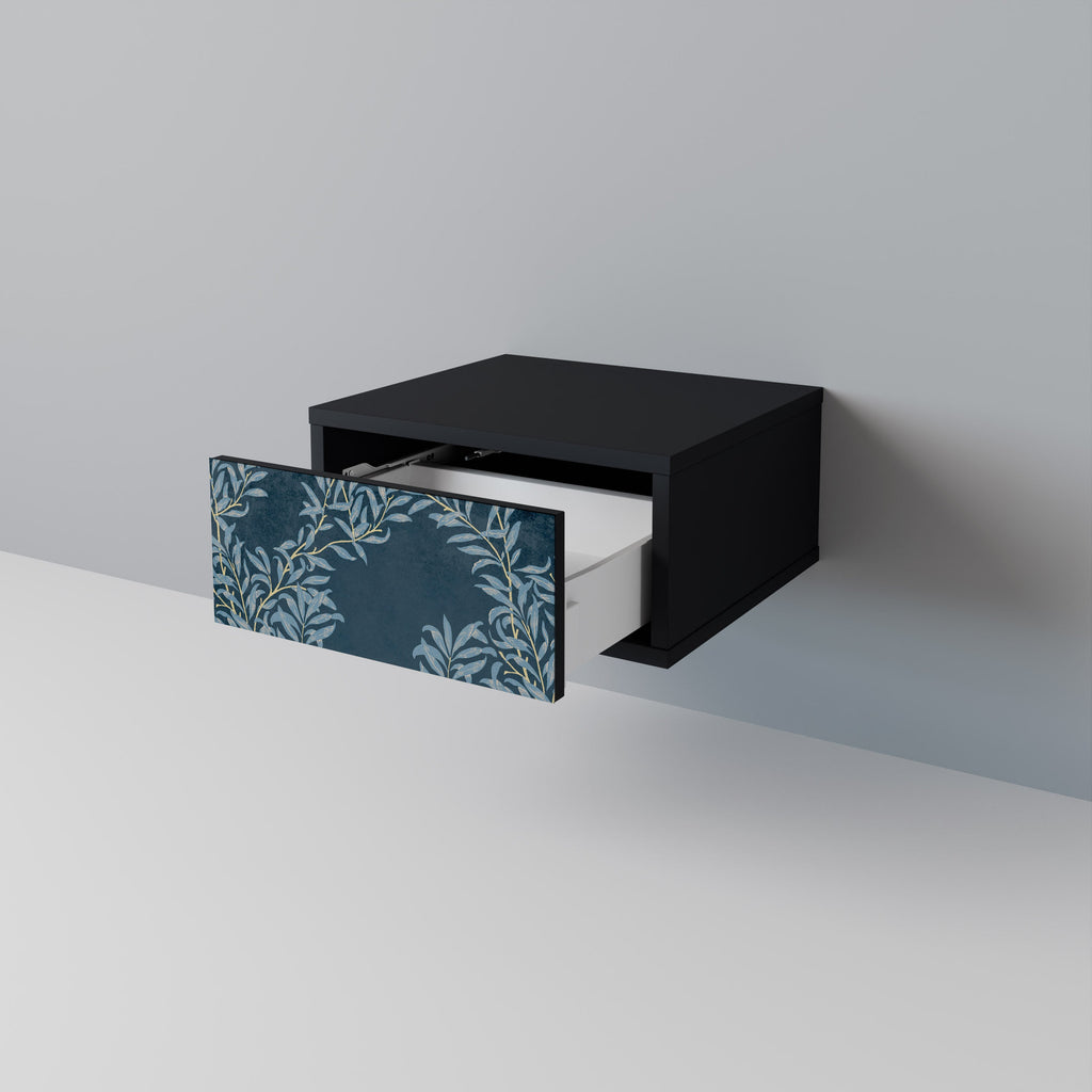 BLUE LEAVES Nattduksbord i svart finish