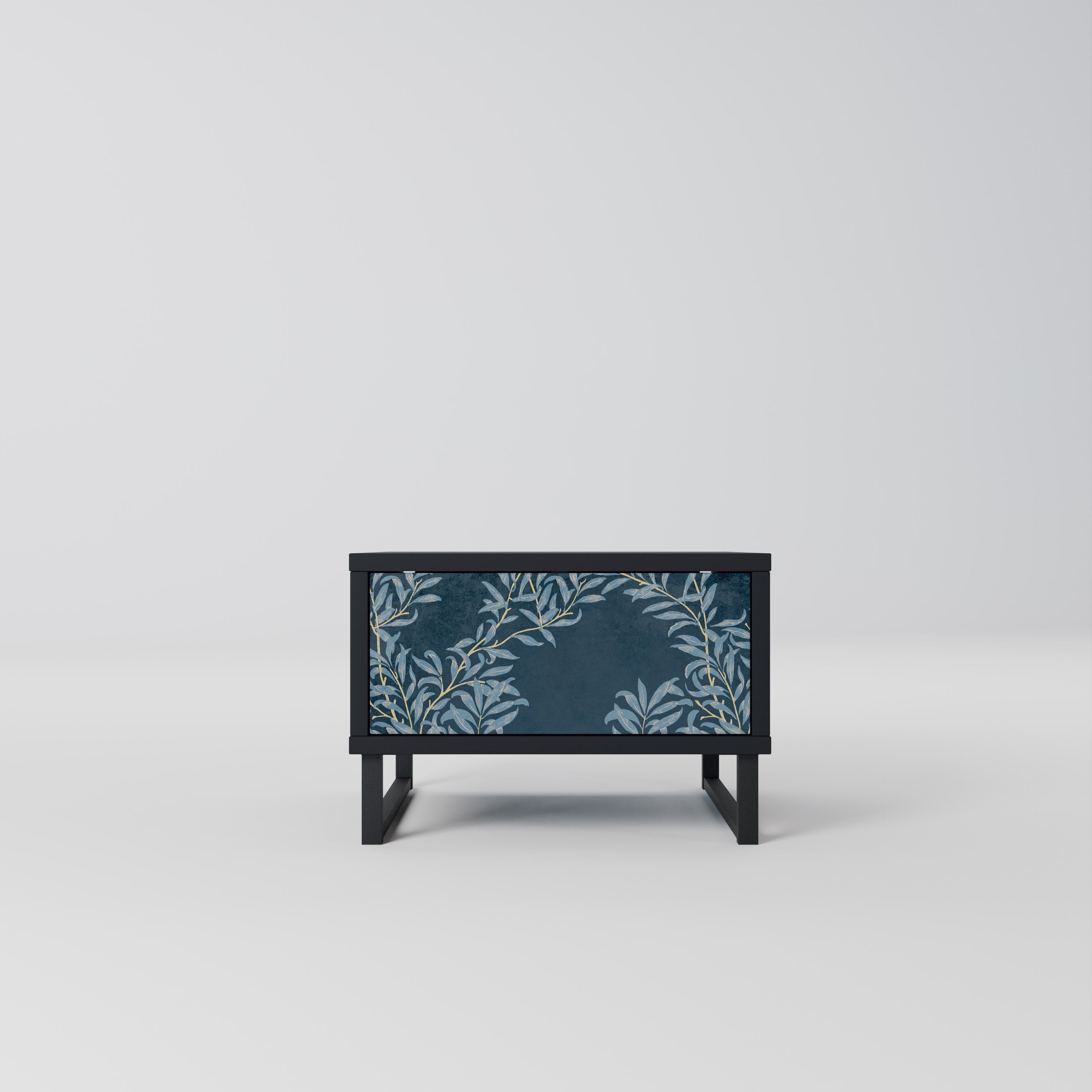 BLUE LEAVES Nattduksbord i svart finish