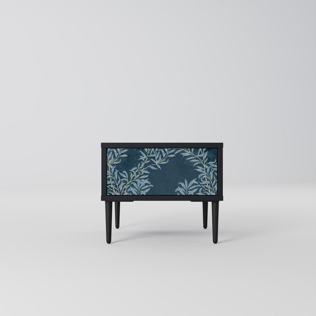 BLUE LEAVES Nattduksbord i svart finish