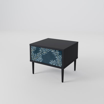 BLUE LEAVES Nightstand in Black Finish