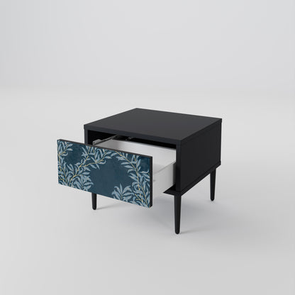 BLUE LEAVES Nightstand in Black Finish