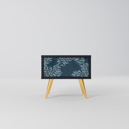 BLUE LEAVES Nightstand in Black Finish