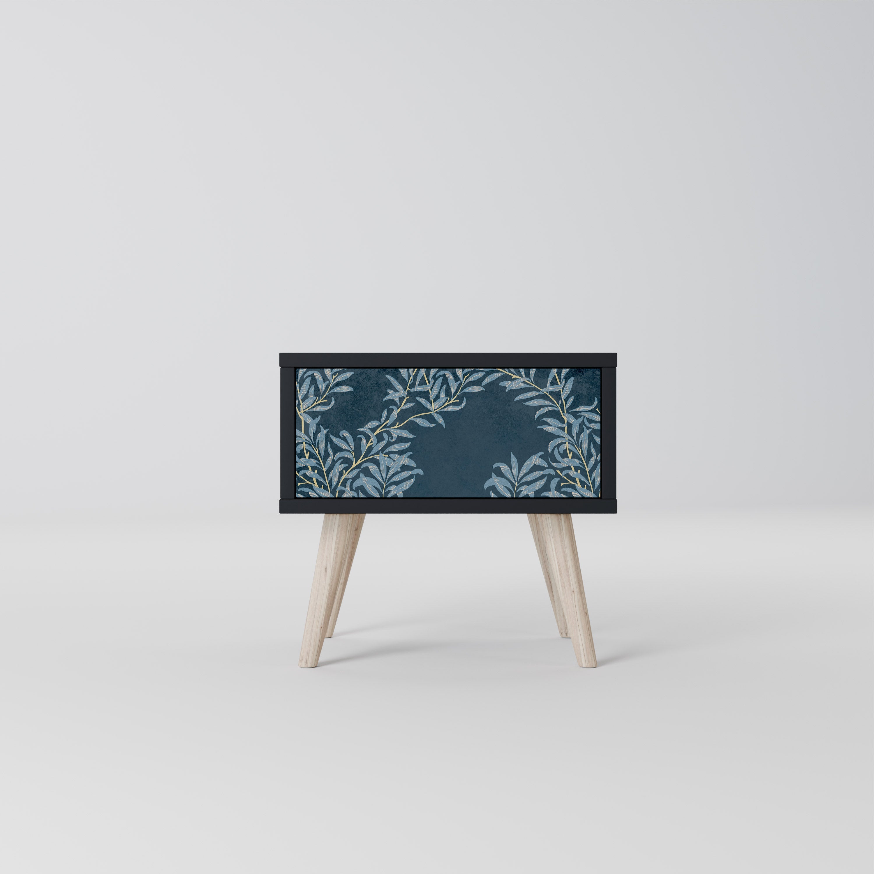 BLUE LEAVES Nattduksbord i svart finish