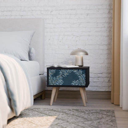 BLUE LEAVES Nightstand in Black Finish