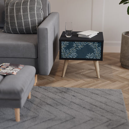 BLUE LEAVES Nightstand in Black Finish