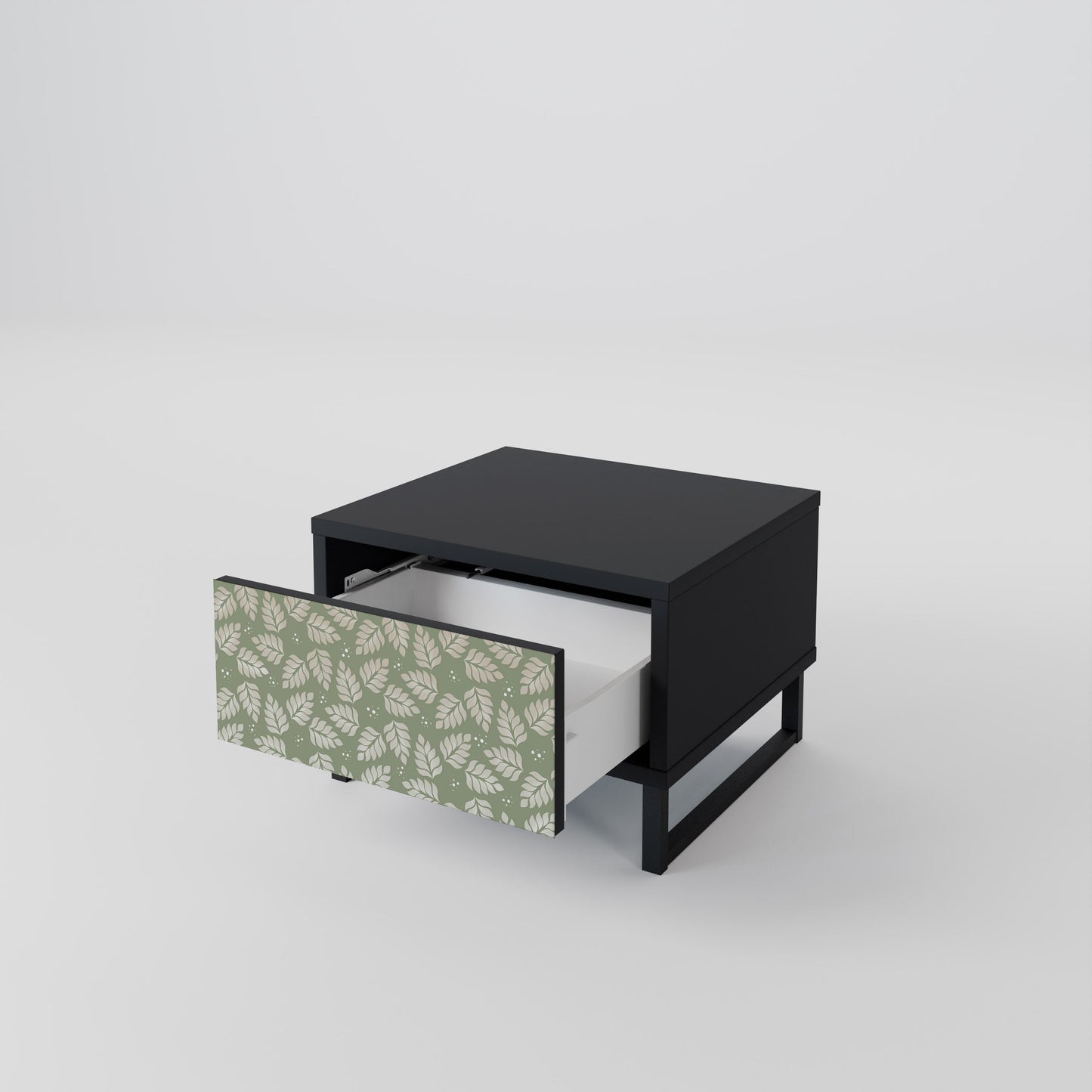 LEAVES ON GREEN Nightstand in Black Finish