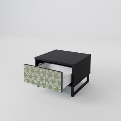 LEAVES ON GREEN Nightstand in Black Finish