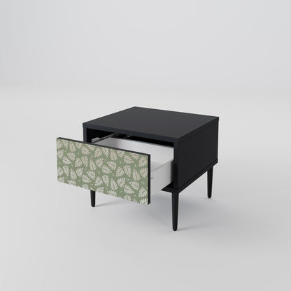 LEAVES ON GREEN Nightstand in Black Finish