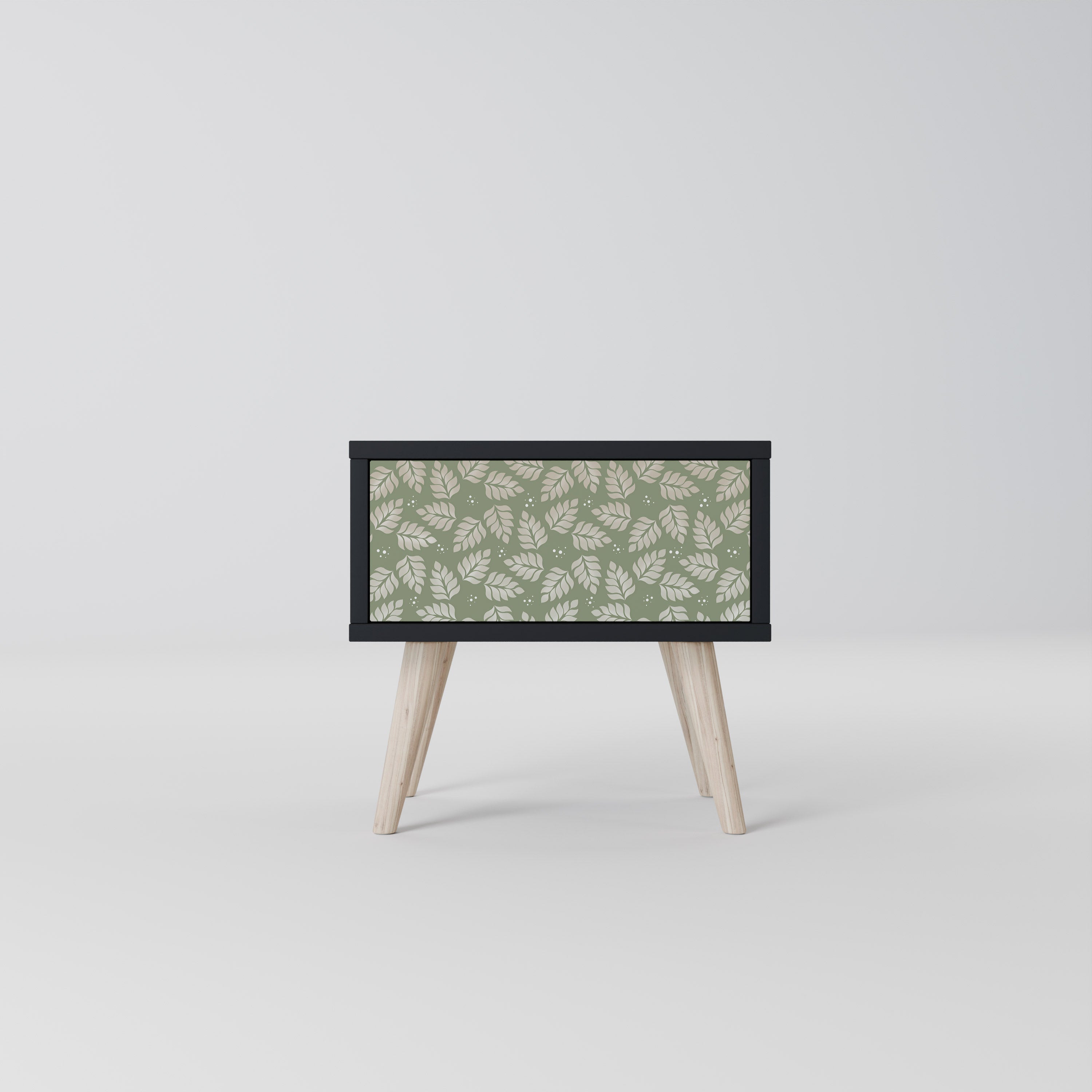 Nattduksbord LEAVES ON GREEN i svart finish