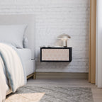 LEAVES ON BEIGE Nightstand in Black Finish