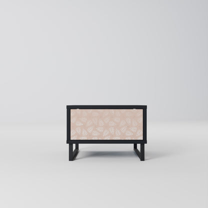 LEAVES ON BEIGE Nightstand in Black Finish