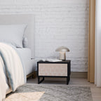 LEAVES ON BEIGE Nightstand in Black Finish