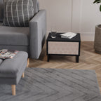 LEAVES ON BEIGE Nightstand in Black Finish