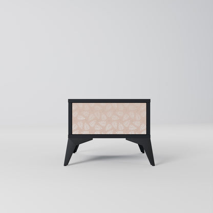 LEAVES ON BEIGE Nightstand in Black Finish