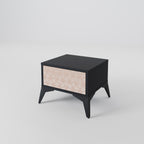 LEAVES ON BEIGE Nightstand in Black Finish