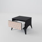 LEAVES ON BEIGE Nightstand in Black Finish