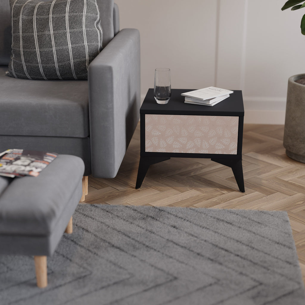 LÖV PÅ BEIGE SJUKBORD i svart finish