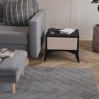 LEAVES ON BEIGE Nightstand in Black Finish