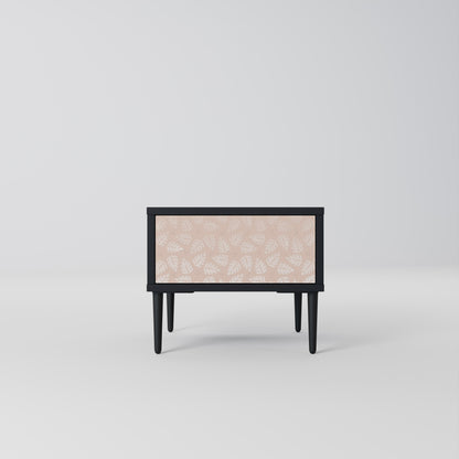 LEAVES ON BEIGE Nightstand in Black Finish