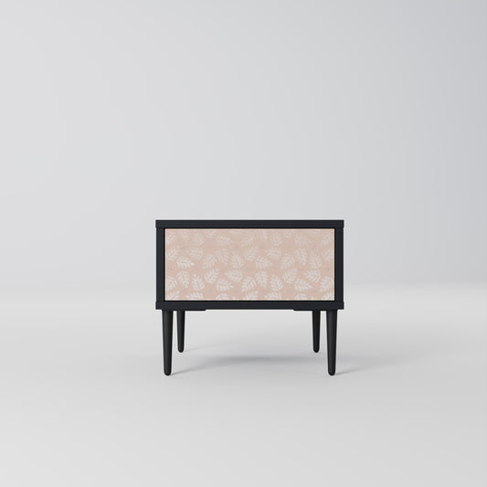LEAVES ON BEIGE Nightstand in Black Finish