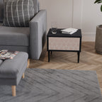 LEAVES ON BEIGE Nightstand in Black Finish