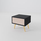 LEAVES ON BEIGE Nightstand in Black Finish