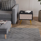 LEAVES ON BEIGE Nightstand in Black Finish