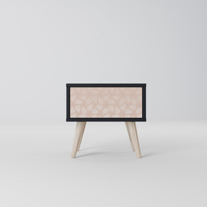 LEAVES ON BEIGE Nightstand in Black Finish