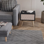 LEAVES ON BEIGE Nightstand in Black Finish