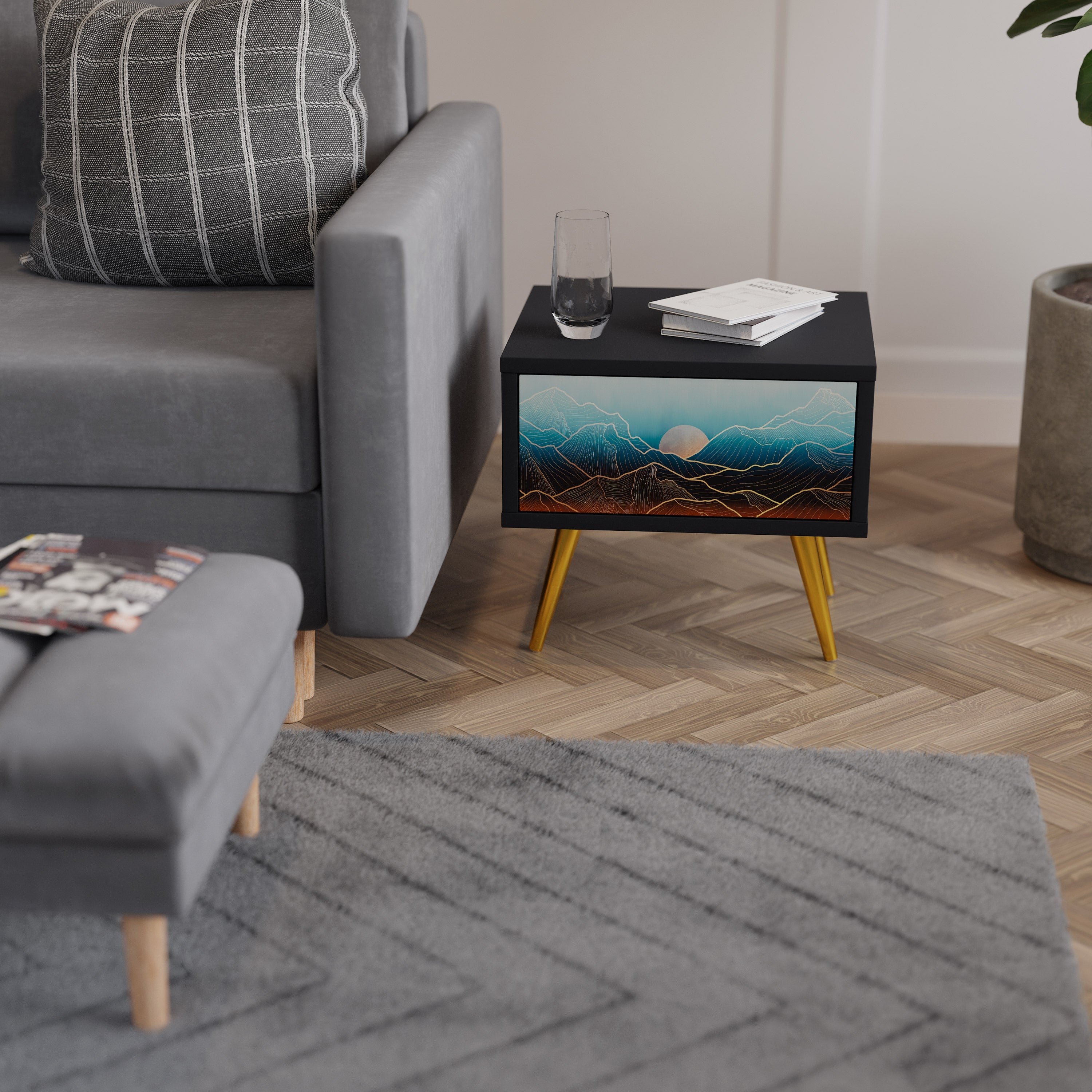 LUNAR SECRETS Nattduksbord i svart finish